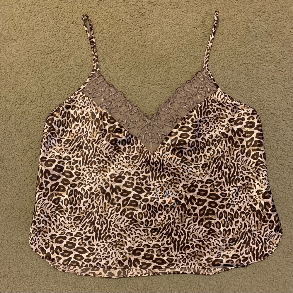 Vintage Inner Most Cheetah Print Lace Sheer Y2K Babydoll Lingerie Cami Tank S